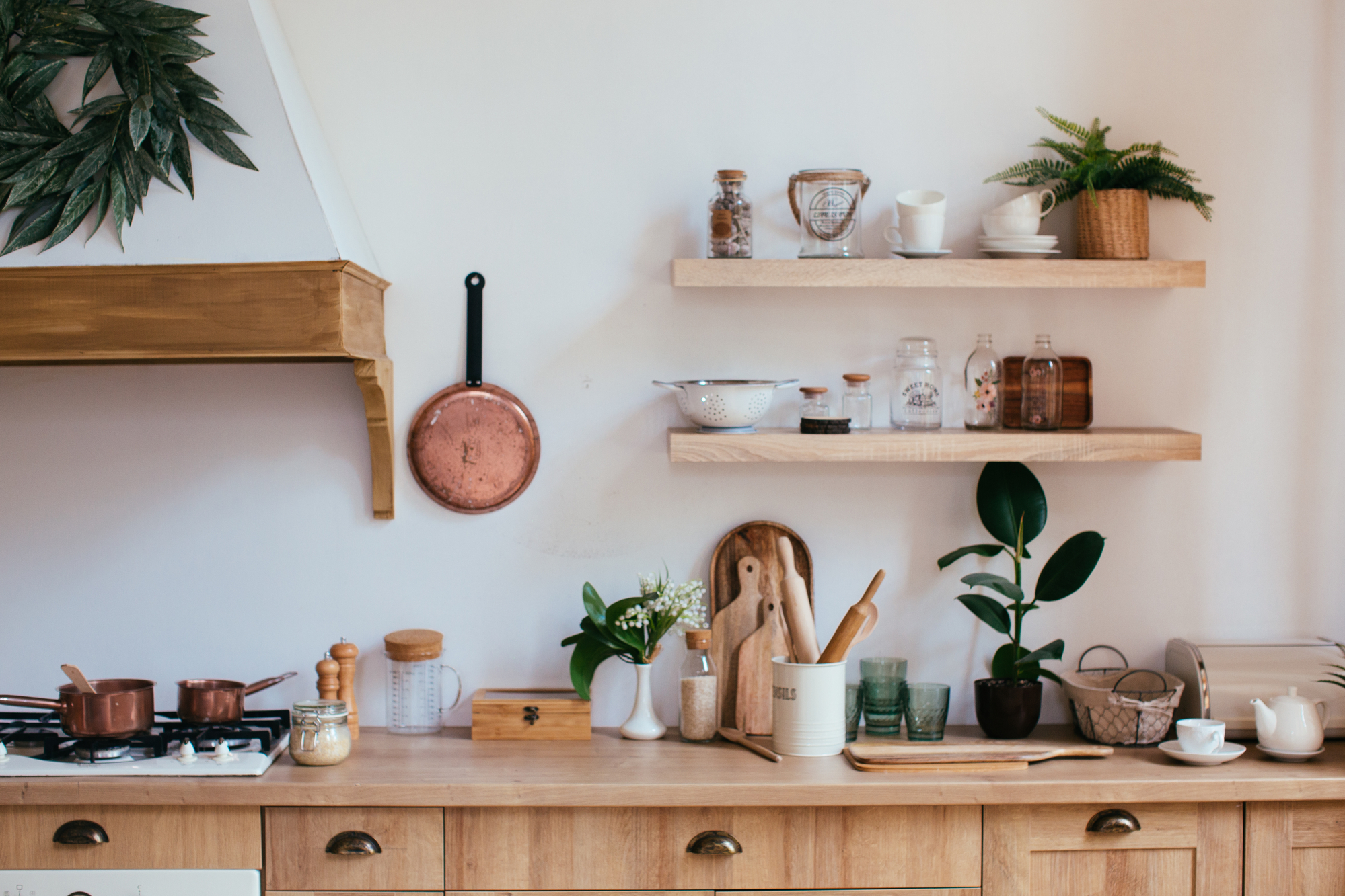 floating kitchen shelves