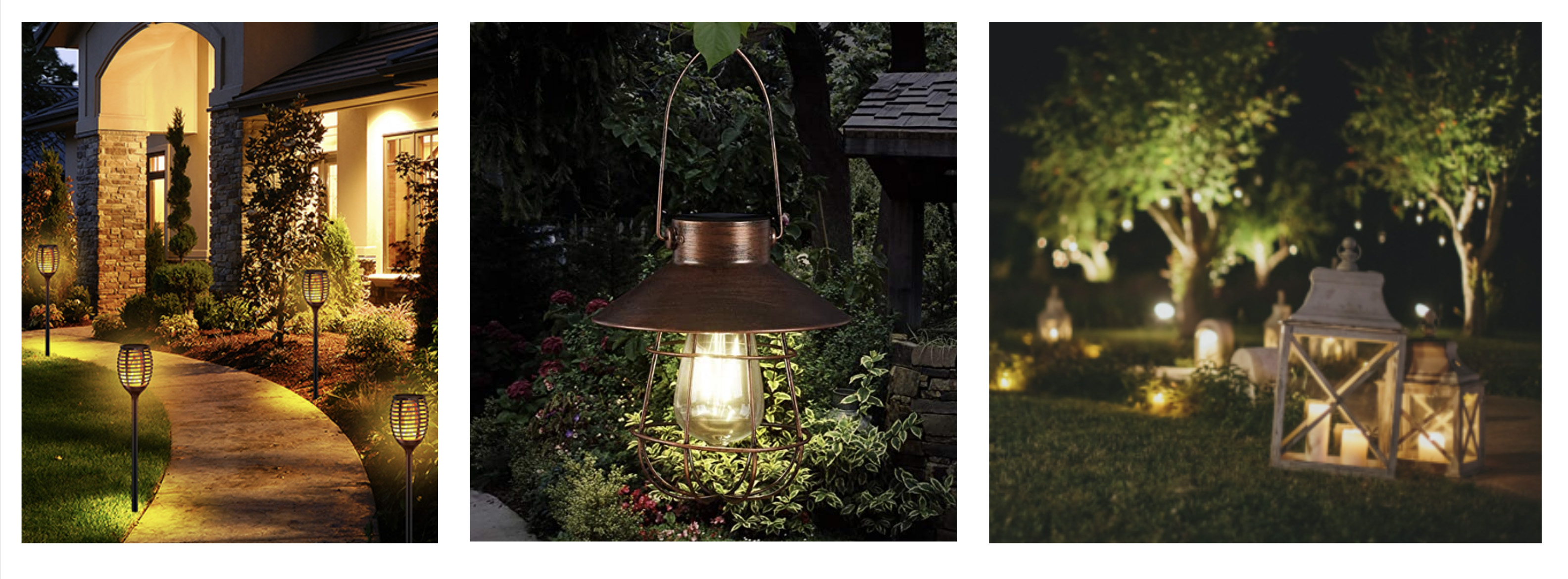 vintage solar and electric backyard lighting